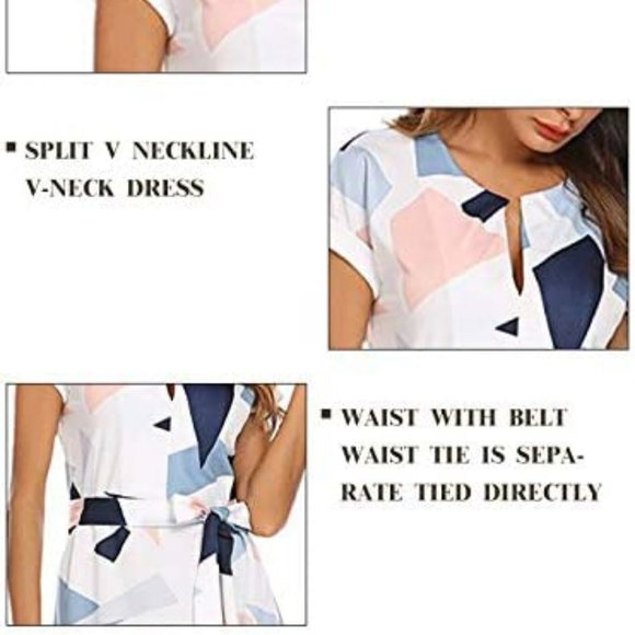 Geometric Print V-Neck Long Dress - Picture 9 of 10